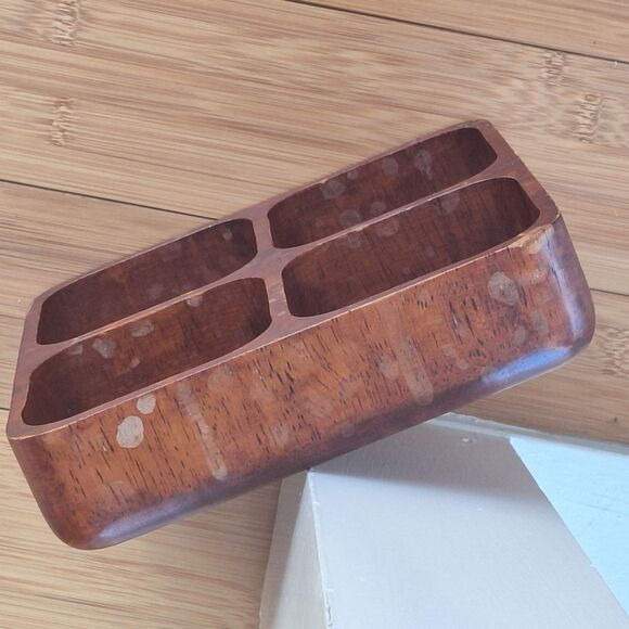Solid Wood Tray Compartment Nuts Dried Fruit Trinket Organizer Display Decor TLC - Picture 8 of 16